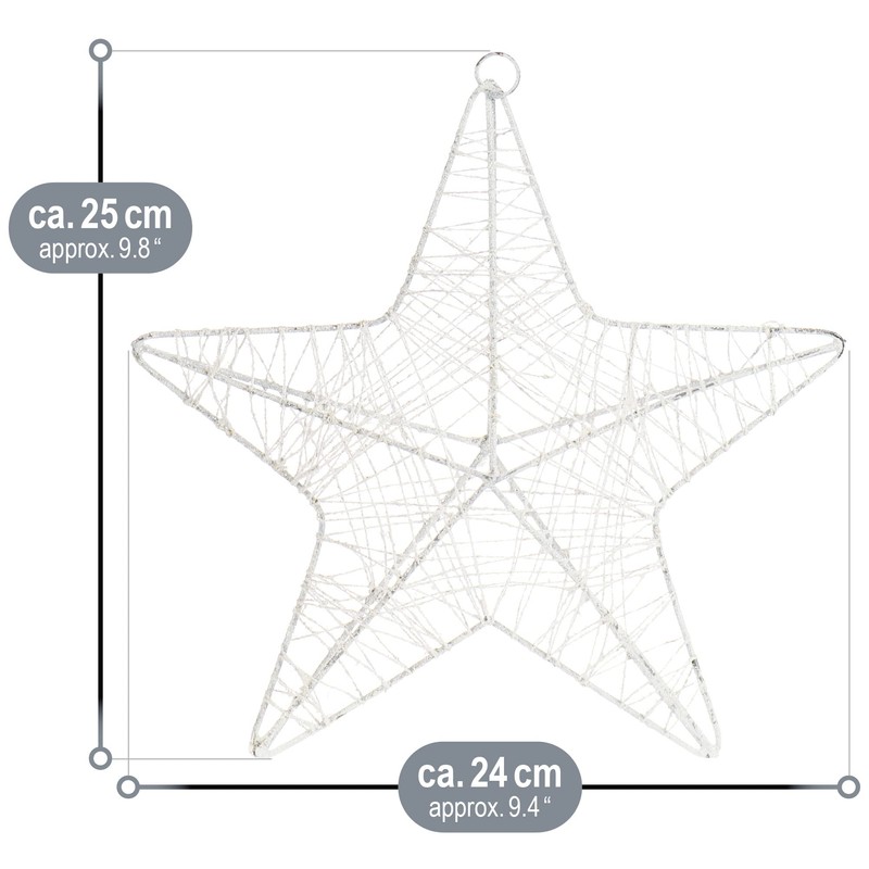 com-four® Decorative Christmas Star, Christmas Star Decoration for Hanging, Metal