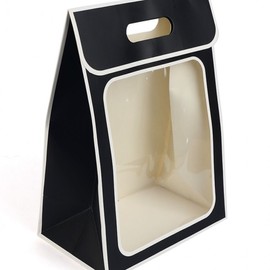 Two-Tone Handle Gift Case with Clear Window - Premium Packaging Bag Foldable Square Box 4ea