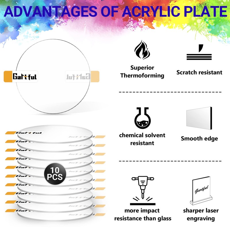 Gartful Clear Acrylic Discs - 6 inch, 10 Pieces Round