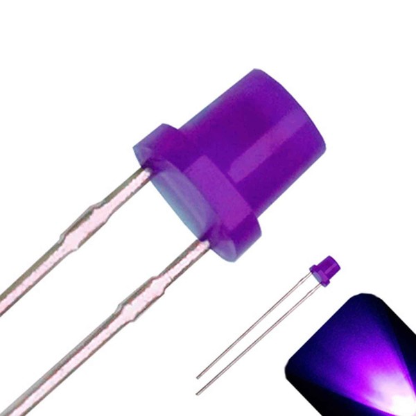 3mm Diffused Flat Top Wide Angle UV/Purple LED - Wide