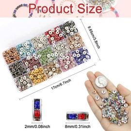 ZHIYUXI 600PCS 15Colors Rondelle Spacer Beads for Jewelry Making 8mm Crystal Rhinestone Spacer Beads for Bracelets Necklaces