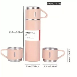 Unbranded Leakproof Stainless Steel Vacuum Flask Set, Thermal Cup Gift Set, Pink, USA