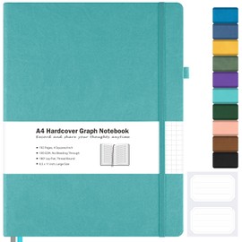 Graph Paper Notebook, Hardcover Notebook 8.5 x 11, Grid Notebook Journal for Women, Men, Large Leather Journals for Writing, Thick Paper, A4 Notebooks for Work, School Supplies, Engineering Teal