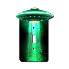 Off The Wall Plates - Alien UFO Classic Decorative Acrylic Cover Single Light Switch Wallplate