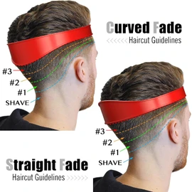 Adjustable Hair Trimming Guide and Neckline Shaving Template, Self Haircutting System for Men,Shaving and Keeping a Clean and Straight Neck Hairline,for DIY Home Haircuts Fade Guide for Hair Clippers (Red)