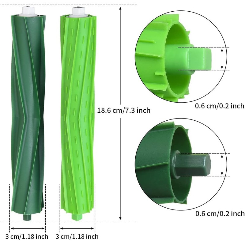 4 Set Rubber Roller Brushes Compatible for iRobot E &