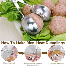 2 Meatballs Non-Stick Kitchen Cookie Dough Ice Cream Spoon with Hole Meat Tongs Stainless Steel Kitchen Tool