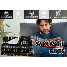 Huglanket Sarcastic Gifts for Women/Men, Bed Flannel Plush Blanket (50"x 65"), Funny Gag Gifts for Boss Friend Coworker in Birthday, Christmas - Loading