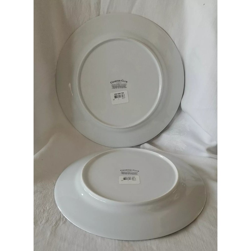 CHARTER CLUB Grand Buffet Platinum Collection 2 Dinner Plates New