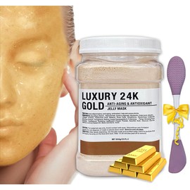 Ouhans Jelly Mask Powder for Facials,24k Gold Jelly Face Mask,Professional Peel off 24K Gold Gel Facial Mask
