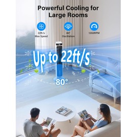 JRD 41" Air Cooler for Bedroom, Office, Large Room, Portable Evaporative Air Cooler with Ice Packs, 12H Timer, 3 Speeds, 4 Modes, 80° Oscillating Tower Fans with Remote