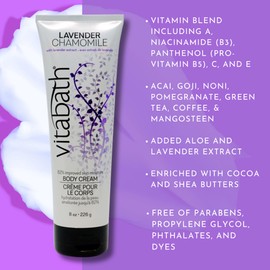 Vitabath Body Cream Moisturizing Skin Care Soothing Hydration Vitamin & Nutrient Replenishing Moisturizer All Over Dry Skin Renew Lavender Chamomile Body Lotion for Women & Men - 8 Ounce