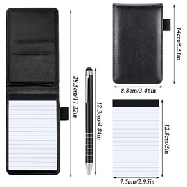 Delsen Delsen 4 Stücke Mini Notizblock-Halter-Set A7 Halter Kleine Notizblock Mini Pocket Notizbuch PU Leather Notebook mit Metall Stift und Replacement Notepads für AktivitäTen im Freien