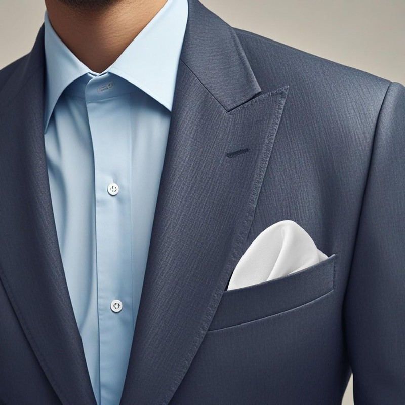 BEWDIO White Men's Pocket Square, Solid Color Boys Handkerchiefs for