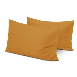 Yorkshire Bedding Pillow Cases 2 Pack - Brushed Microfiber Housewife Pillowcase Hypoallergenic Pillow Cover Standard Size with Envelope Closure (Ochre, 50 x 75 cm)