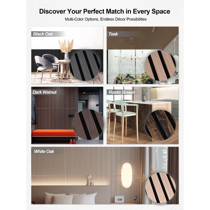 Mollywell Wood Panels for Wall, Time-Saving Installation, Versatile Wood Slat