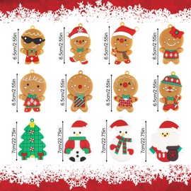12 Pcs Christmas Gingerbread Decorations, Assorted Christmas Gingerbread Ornaments, Mini Ginger Man Clay Figurine with Strings, Hanging Christmas Tree Ornaments small, for Xmas Tree, Party, Home