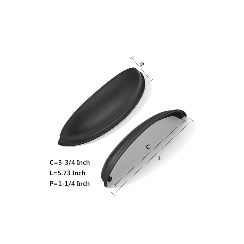 khtumeware 2 Pack 5" Drawer Pulls Matte Black Cabinet Cup