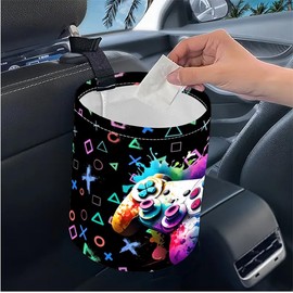 PZWTJM Printed Portable Collapsible Car Interior Storage Bag, Kitchen & Camping Trash Container, Women's Car Accessory - Gamepad4 Brand