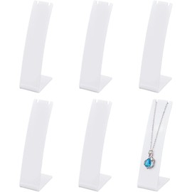 FINGERINSPIRE 6 Pcs Acrylic Necklace Holder 11cm Height White Earring Necklace Stand L-Shape Jewellery Necklace Organizer Counter Store Jewelry Storage Showcase for Chain Pendant