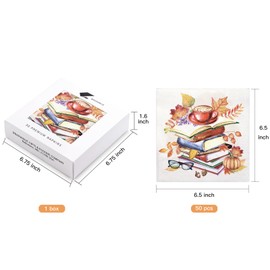 WRAPAHOLIC 50Pcs Fall Paper Napkins - 3-Ply Autumn Thanksgiving Coffee Book Disposable Luncheon Napkins for Autumn, Thanksgiving Party Supplies Tableware - 6.5 x 6.5 In