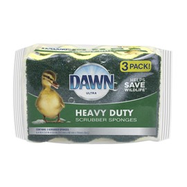 Dawn Heavy Duty Kitchen Dish Sponges, Green/Yellow (Pack of 3)