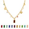 Sundurich Gold Birthstone Necklace for Women,14K Gold Plated Necklace,Dainty Red