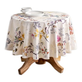 Maison d' Hermine Equinoxe 100% Cotton Tablecloth for Kitchen Dining | Tabletop | Decoration | Parties | Weddings | Thanksgiving/Christmas [Beige (Round, 69 Diameter)]