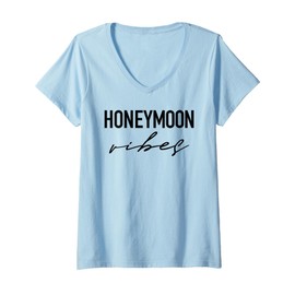 Womens Honeymoon Vibes for New Brides Wedding design men women V-Neck T-Shirt