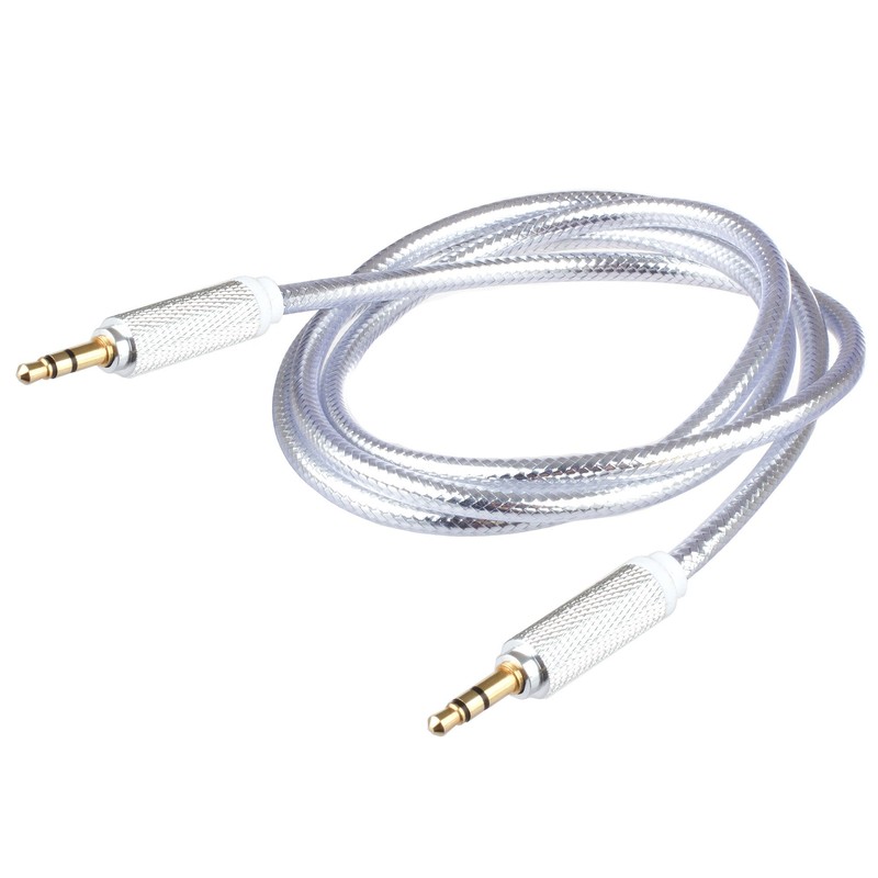 Lilware Braided Nylon Transparent PVC Jacket 1M Aux Audio Cable