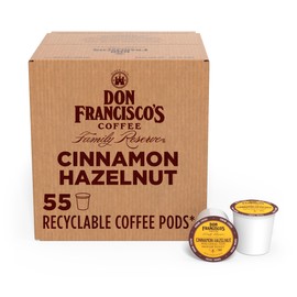 Don Francisco's Cinnamon Hazelnut Medium Roast Coffee - 55 K-Cup Compatible Single-Serve Pods - 100% Arabica - Compatible with Keurig Brewers