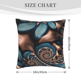 Drissa Teal and Chocolate Swirl Blue Brown Fractal Spirals Pillow Covers Decorative Throw Pillowcase 18x18 Inch Square Couch Cushion Cover for Home Decor Sofa Living Room Bed Car Sofa