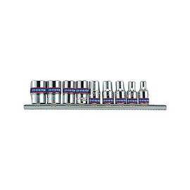 king tony 2509MR Set of Metric Sockets on Rail, Set of 9, 1/4", Black