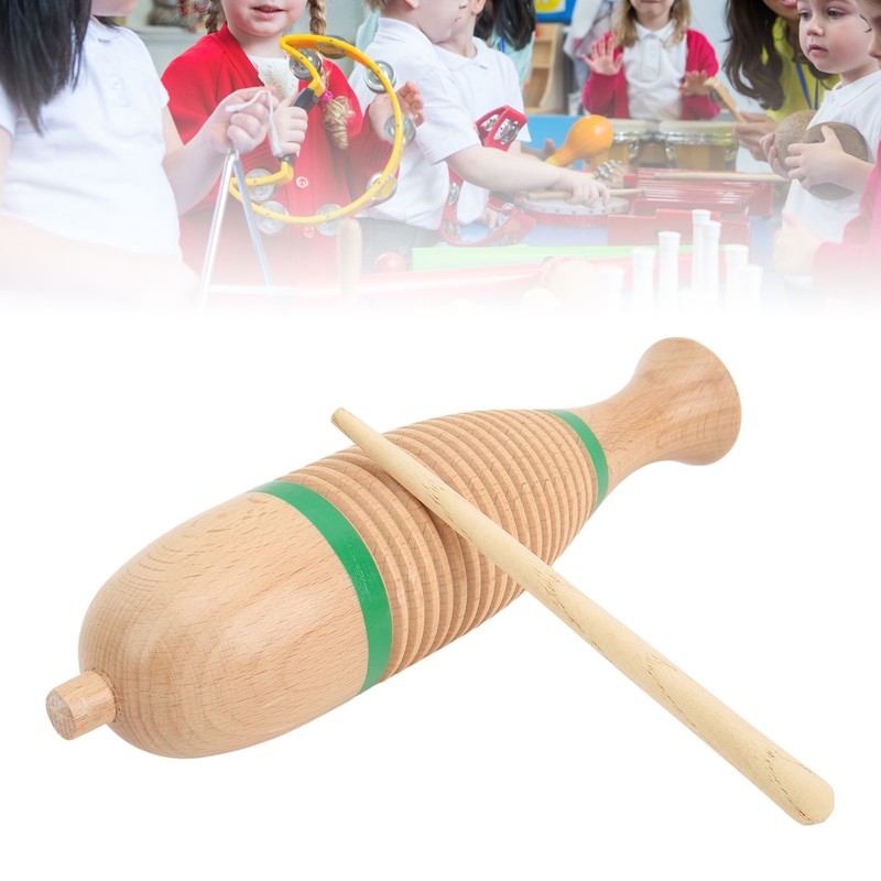 Fish Shaped Guiro Wooden Latin Percussion Musical Instruments with Rhythm