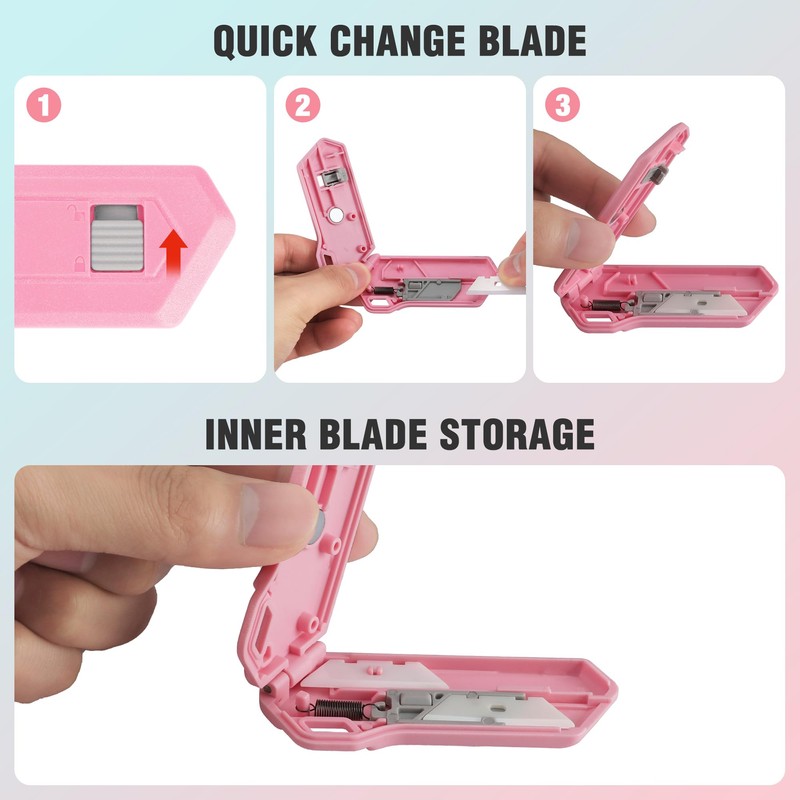 WORKPRO Ceramic Small Safety Box Cutter, Automatic Rebound Mini Letter