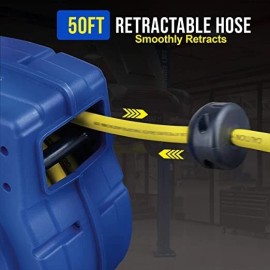 Goodyear Air Hose Reel Retractable 3/8" Inch x 50' Foot Hybrid Polymer Hose