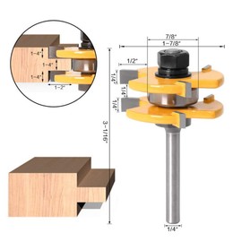 Broca de enrutador de 3 piezas, Juego de 3 Brocas para Enrutador de Estilo, 1/4 Pulgada juego de brocas de enrutador de inglete Broca Enrutadora de 45 Herramienta Cortadora