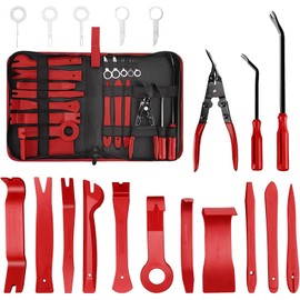 GANDE 19Pcs Trim Removal Tool Set Panel Fastener Clips Removal Automotive Plastic Upholstery Pliers Removal Install Pry Car Tool with Storage Bag for Trim Panel Door Audio Clip Pliers Terminal