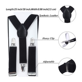 Kajeer Children Kids Braces Bow Tie Set - Adjustable Elastic Suspenders with Bowtie set for Boys & Girls Black, 25Inch(5 months - 6 Years)