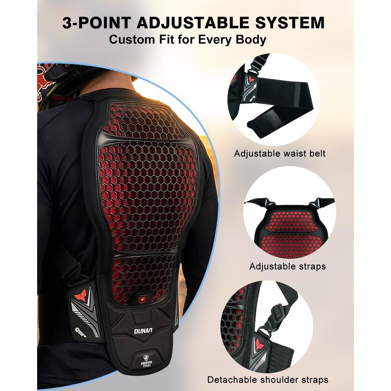 CE Level 2 Certified Motorcycle Back Protector, Lightweight Spine Armor