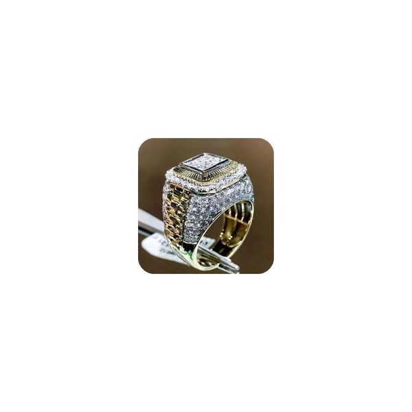 QUSIIOSLK 18K Gold Plated Bling Cubic Zirconia Square CZ Ring