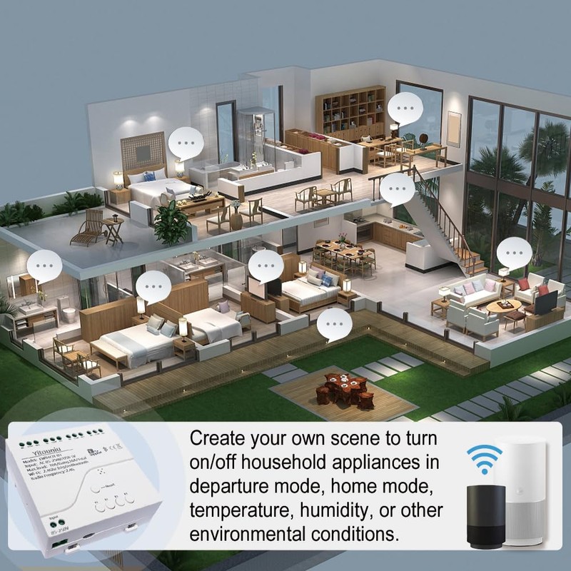 Yitouniu EWeLink 4CH Smart WiFi 85-250V Switch Controller, APP Remote