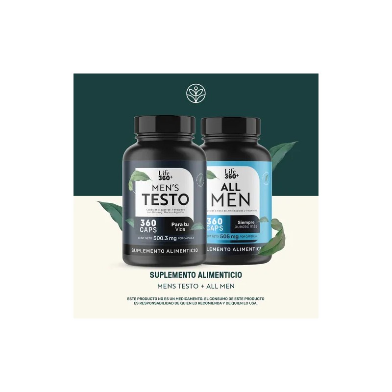 Set Suplementos Para Hombre Testo Y All Men 360 Cápsulas
