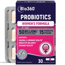 Bio360 Probiotics for Women Vaginigal Health - Supports pH Balance, Vaginal, Urinary, & Digestive Health - 50 Billion CFU & 15 Unique Strains for Healthy Vaginal Odor & Vaginal Flora - Shelf Stable