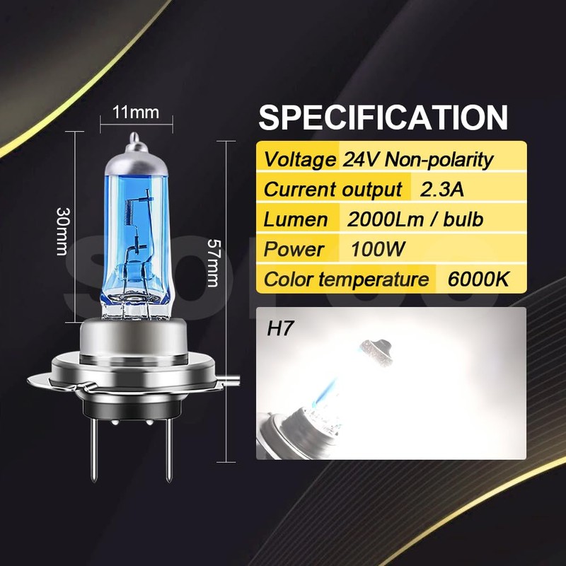 SOFOC H7 Halogen Car Headlight for High/Low Beam Lamp 24