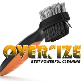 Mile High Life Golf Club Brush, Club Groove Cleaner with 2 Ft Retractable Extension Cord and Aluminum Carabiner, Golf Bag Accessories for Men and Women, Orange