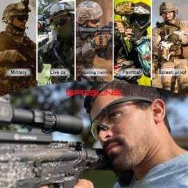 Outdoor Tactical Glasses with 3 Interchangeable Lenses, High Impact resistance Shooting Glasses , Unisex Safety Eyewear - Anti fog UV400 Eye Protection Sunglasses for Hunting Cycling Driving Compact