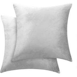 NAFAY LIVING Velvet Cushion Covers 45cm x 45cm Grey Pack of 2 - Square Throw Pillowcases for Sofa Bedroom Decorative Cushion Cover with Invisible Zipper 18x18 inches