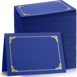 Fainne 120 Packs Certificate Holders, Diploma Cover Holders for 8.5x11 Letter Size Paper Card Stock Award Certificates Document Covers with Gold Foil Border(Royal Blue)