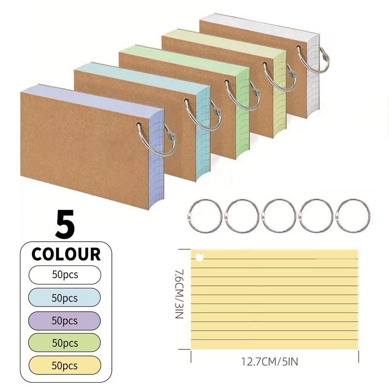 BCENG Pack of 500 Lined Index Cards 12.8 x 7.5